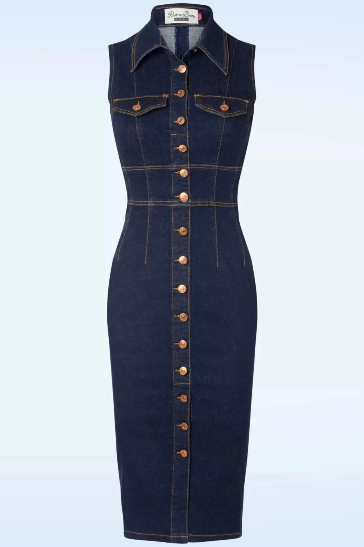 Rock-a-Booty Sadie Pencil Jurk In Classic Denim>Vrouwen Plus Size Jurken