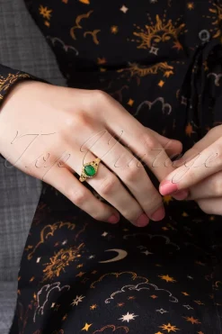 Topvintage Boutique Collection Selflove Ring In Goud En Groen>Vrouwen Sieraden