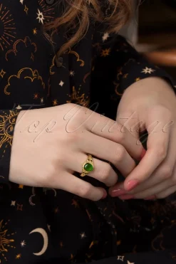 Topvintage Boutique Collection Selflove Ring In Goud En Groen><noscript><img width=