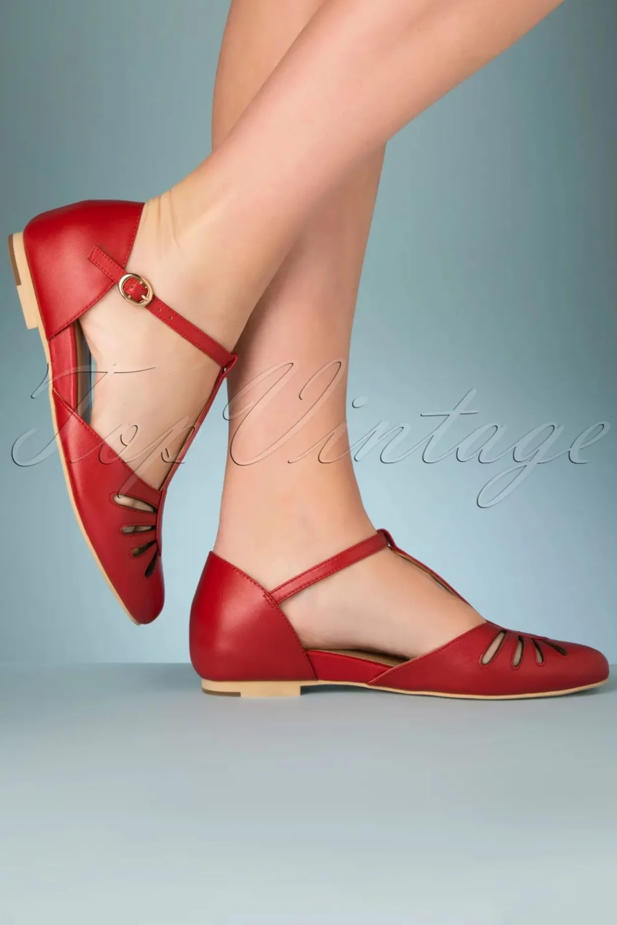 Charlie Stone Singapore T-Strap Ballerina's Flats In Rood>Vrouwen Ballerina's