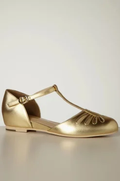 Charlie Stone Singapore T-Strap Ballerina Flats In Goud><noscript><img width=