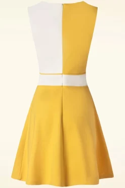 Vixen Sixties Contrast Jurk In Geel>Vrouwen Plus Size Jurken