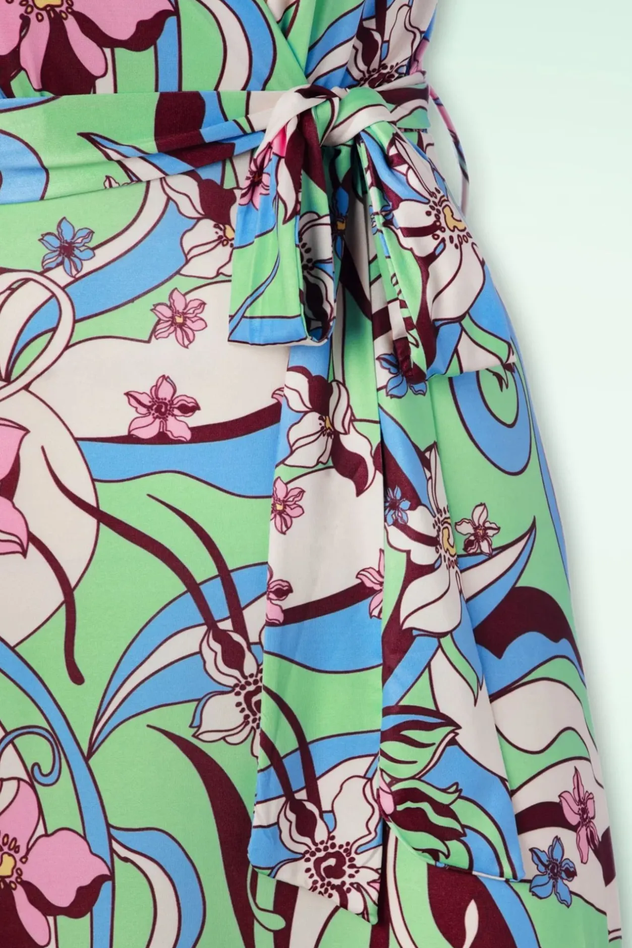 Vintage Chic for Topvintage Swirly Maxi Jurk In Groen En Roze>Vrouwen Plus Size Jurken