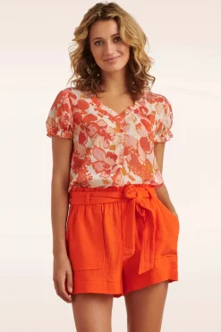 Smashed Lemon Tetra Short In Oranje>Vrouwen Broeken