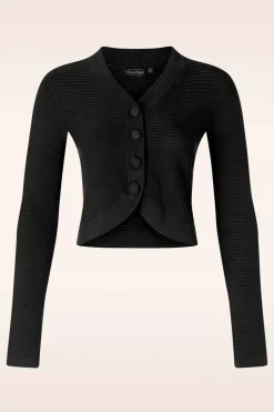 Vixen Textured Knit Crop Cardigan In Zwart>Vrouwen Vestjes