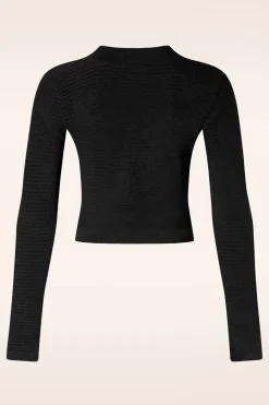 Vixen Textured Knit Crop Cardigan In Zwart>Vrouwen Vestjes