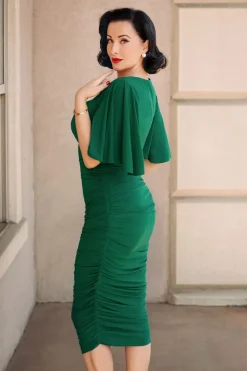 Vintage Diva The Eugenie Vlinderpenciljurk In Groen><noscript><img width=