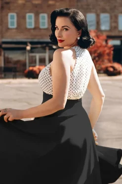 Vintage Diva The Maria Grazia Swing Jurk In Zwart En Wit>Vrouwen Swing Jurken