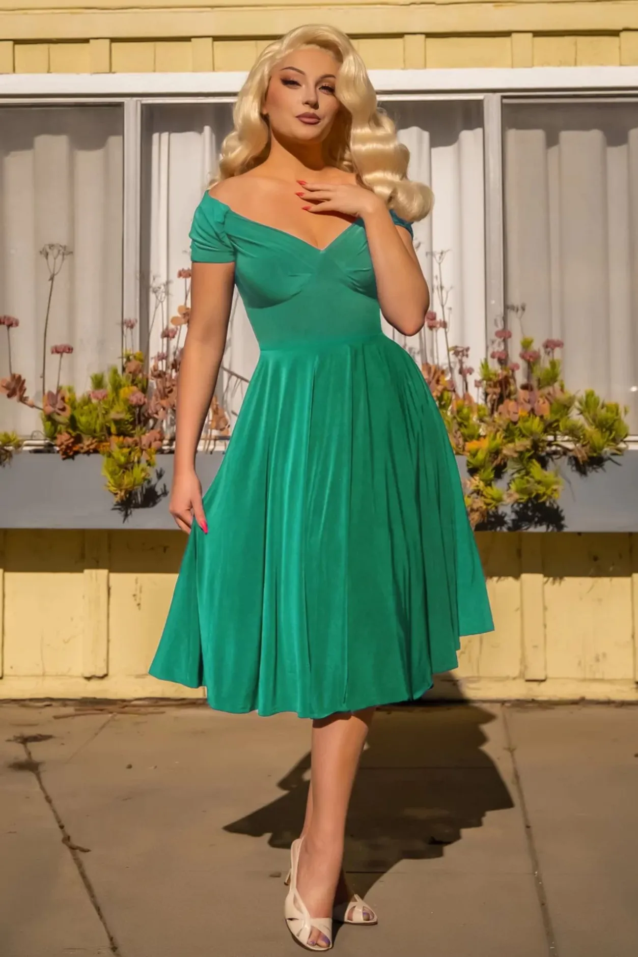Glamour Bunny The Marilyn Swing Jurk In Seafoam Groen>Vrouwen Plus Size Jurken