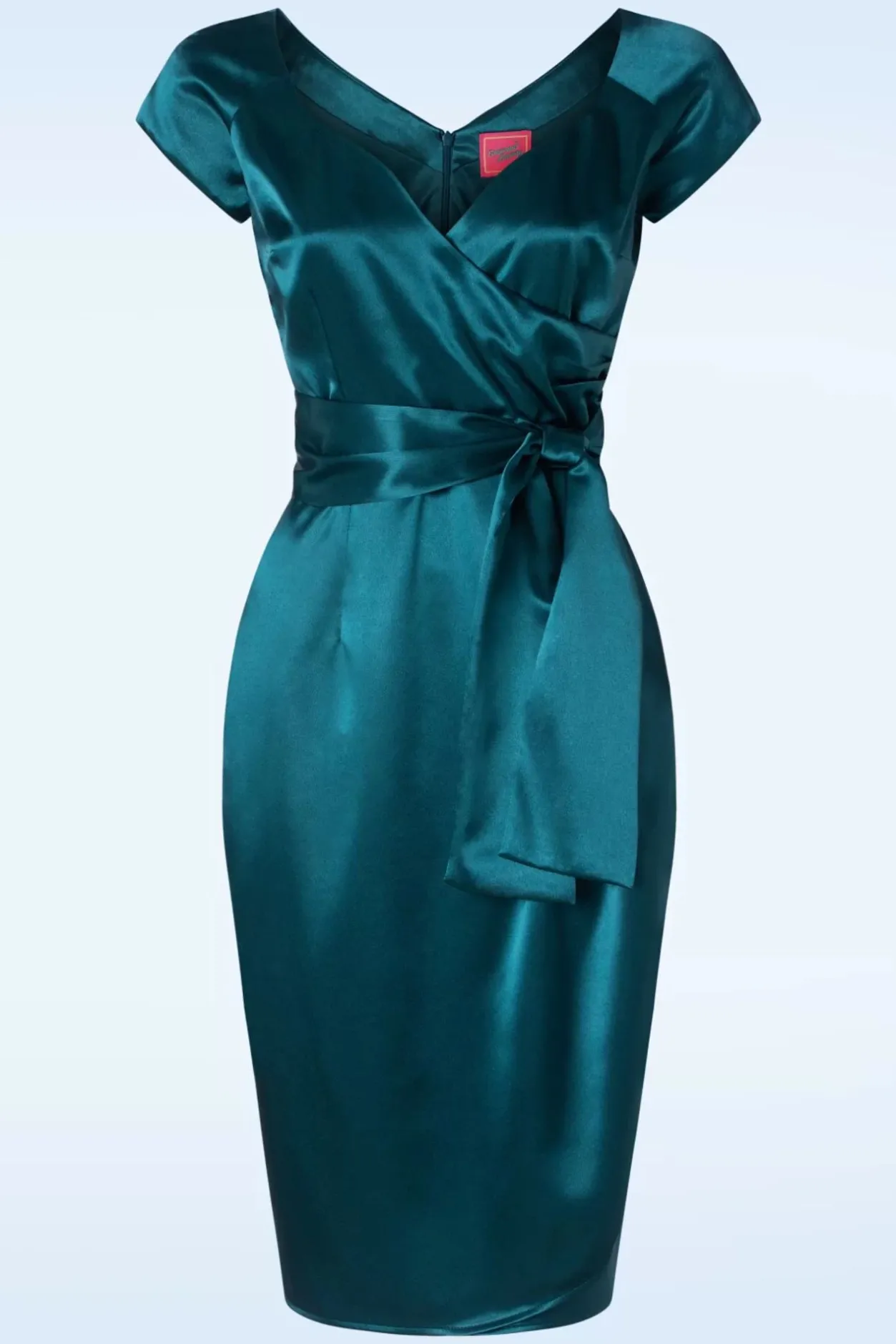 Glamour Bunny The Moira Satin Pencil Jurk In Teal>Vrouwen Plus Size Jurken