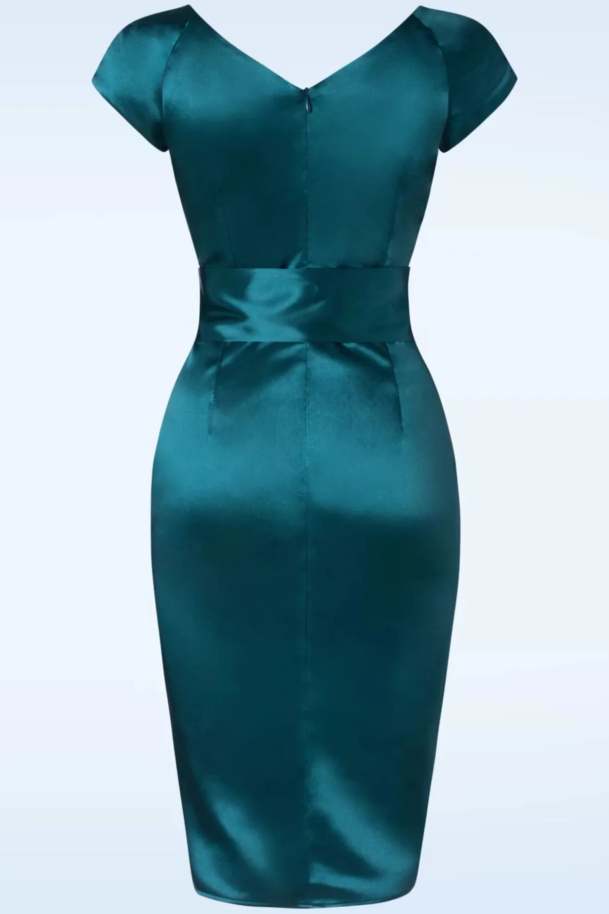 Glamour Bunny The Moira Satin Pencil Jurk In Teal>Vrouwen Plus Size Jurken