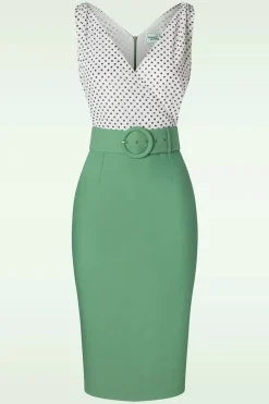 Glamour Bunny The Roslyn Pencil Jurk In Levendig Saliegroen>Vrouwen Plus Size Jurken