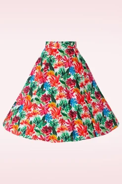 Topvintage Boutique Collection Topvintage Exclusief ~ Adriana Flower Swing Rok In Multi><noscript><img width=