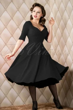 Collectif Clothing Trixie Doll Swing Jurk In Zwart>Vrouwen Effen Jurken