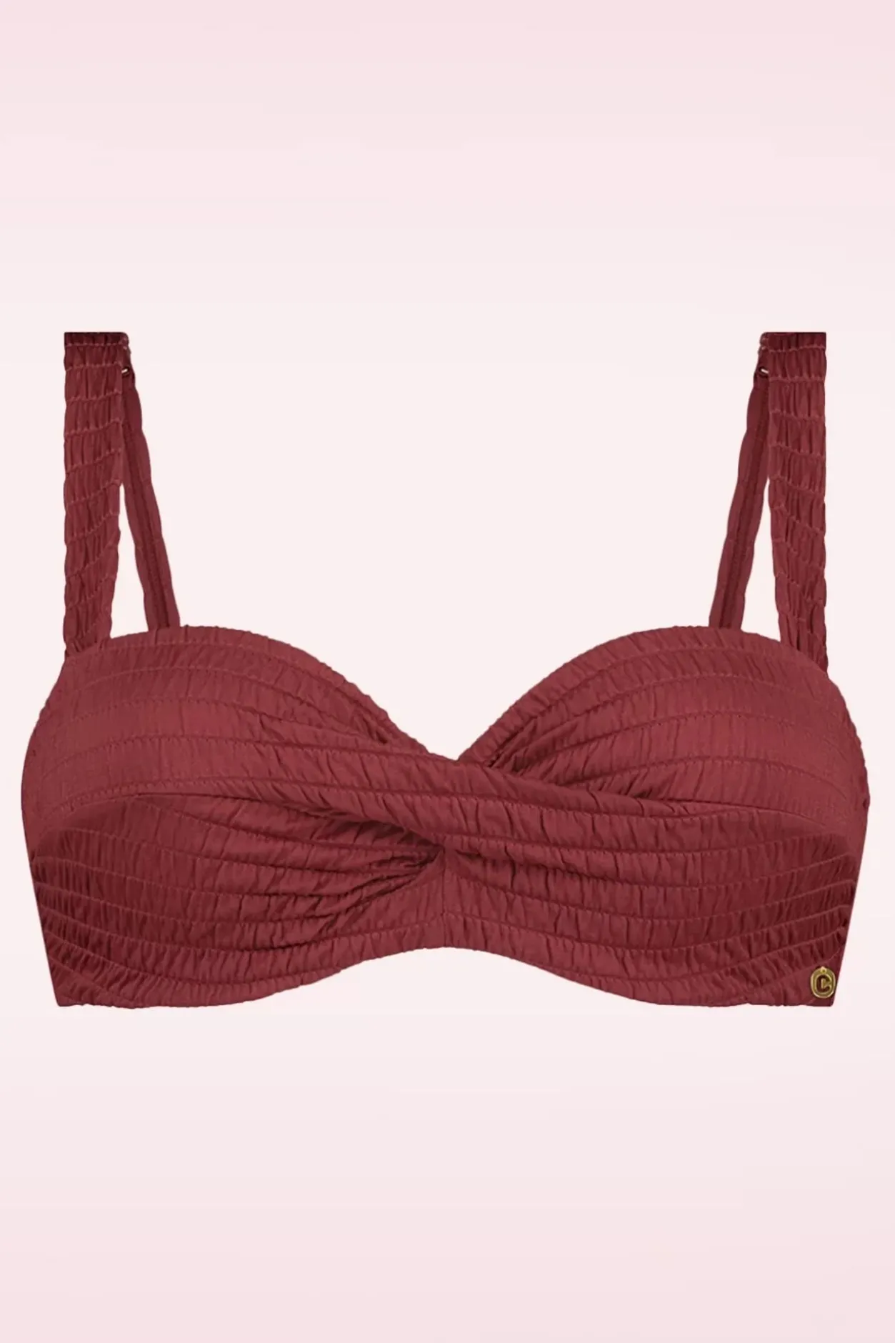 TC Beach Twisted Bikinitop In Donkerrood>Vrouwen Bikini's