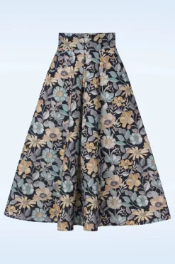 Miss Candyfloss Vania Lee Floral Skirt In Navy>Vrouwen Rokken