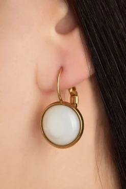Urban Hippies Vergulde Dot Oorbellen In Ivoor>Vrouwen Sieraden