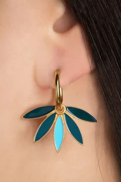 Urban Hippies Vergulde Gemma Oorbellen In Teal>Vrouwen Sieraden