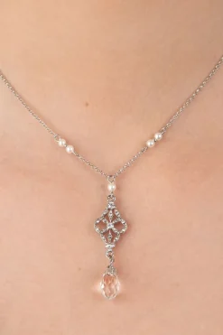 Lovely Victorian Filigraan Ketting In Zilver En Glas>Vrouwen Sieraden