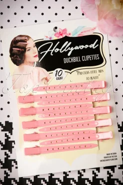 Lauren Rennells Vintage Haarstyling: Hollywood Duckbill Clipettes In Roze>Vrouwen Haarstyling