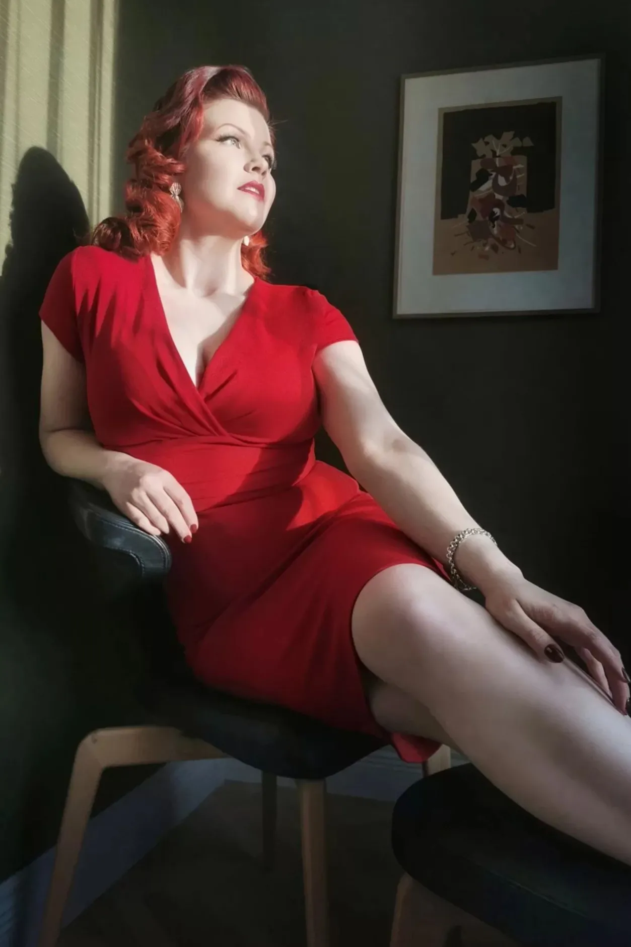 Vintage Chic for Topvintage Vivien Pencil Jurk In Diep Rood>Vrouwen Plus Size Jurken
