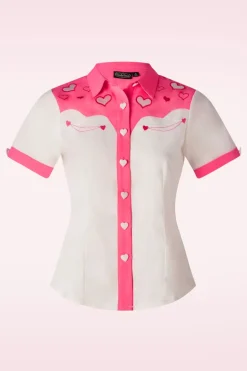 Vixen Western Print Geborduurd Shirt In Wit>Vrouwen Blouses