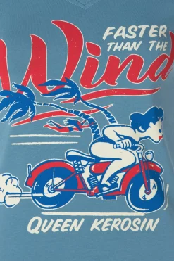 Queen Kerosin Wind T-Shirt In Hemelsblauw><noscript><img width=