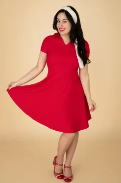 Banned Retro Wonder Fit And Flare Swing Jurk In Rood>Vrouwen Plus Size Jurken