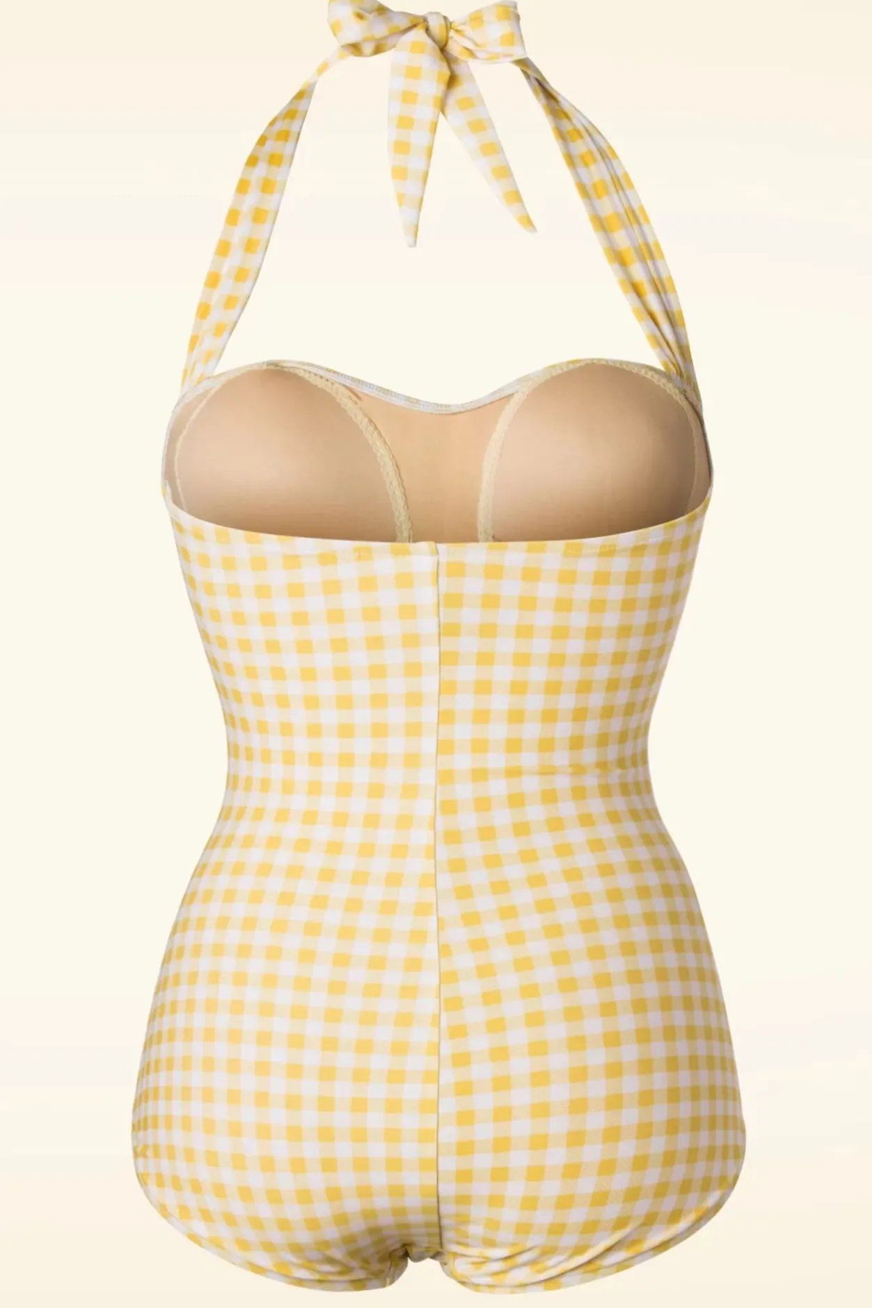 Esther Williams Zomer Gingham Badpak Uit Een Stuk In Geel En Wit>Vrouwen Badpakken