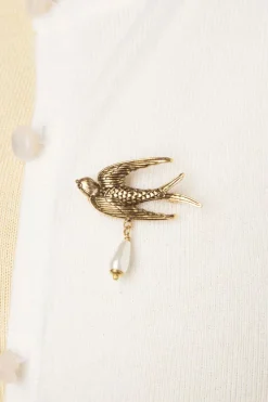 Urban Hippies Zwaluw Parel Broche In Goud>Vrouwen Sieraden
